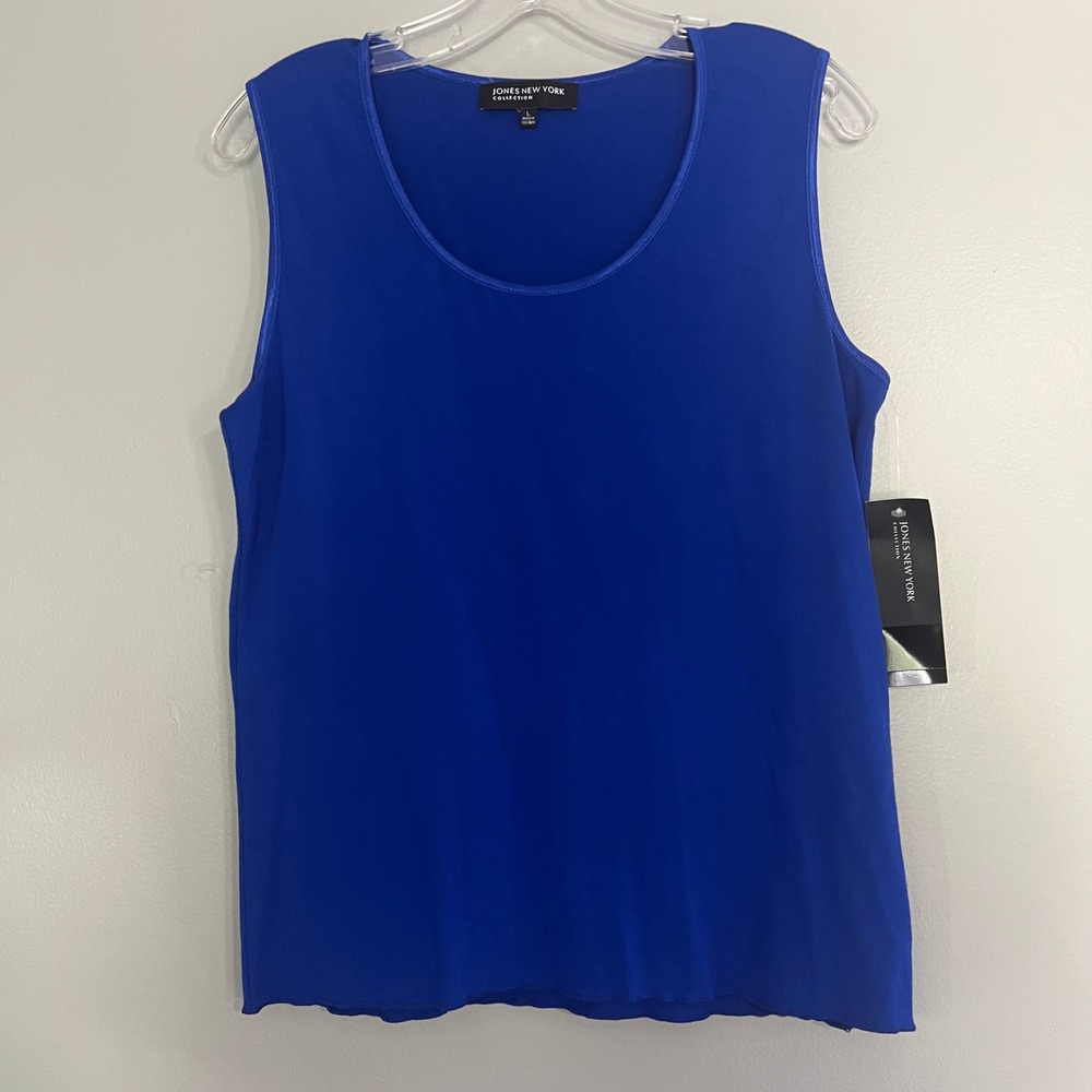 Jones New York Collection Lapis Blue Sleeveless Scoop Neck Shell Top Large NWT